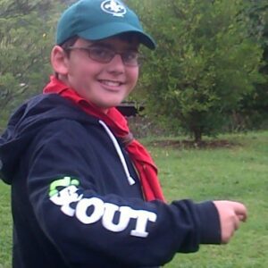 Caleb in his i.SCOUT hoodie