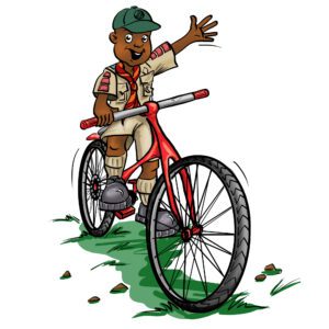 boy cub on bicycle