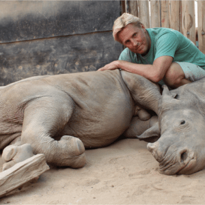 Braam Malherbe and baby rhino