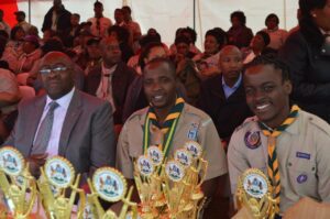 KZN Rally Minister Nene, Chief Scout Sibusiso Vilane and Henry Sibande National Scout Youth Representative credit Steve Camp